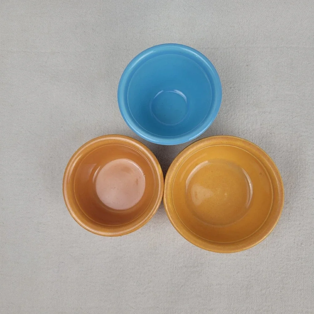 Vintage Homer Laughlin Oven Serve Ceramic Ramekin Custard Set Floral Embossed‎